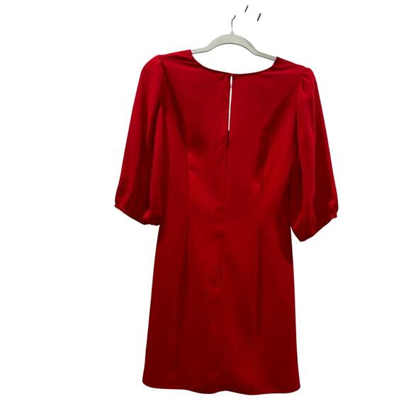 Amanda Uprichard Red Puff Sleeve Twist Front Mini Dress – Size Medium - Picture 4 of 15